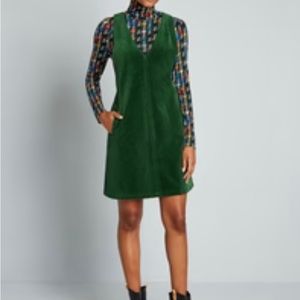 Green Bound for Greatness corduroy jumper Modcloth brand